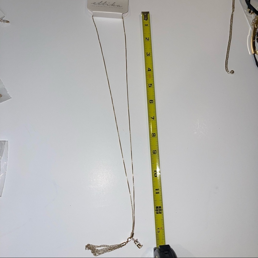 Ettika REVOLVE Gold Tone Tassel Necklace Crystal Charm - Picture 7 of 8